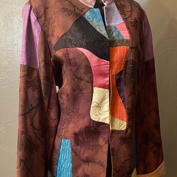 CHICOS Design Mixed Fabrics Patchwork  Jacket - Picture 7 of 16